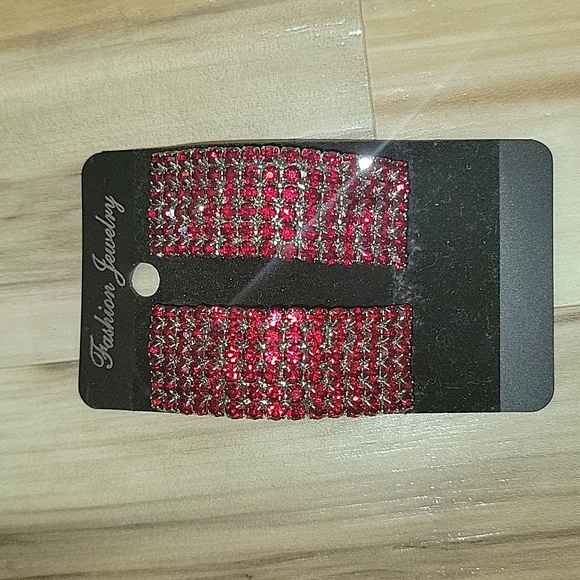 NWT Red & Silver Rhinestone Earrings - Picture 1 of 6